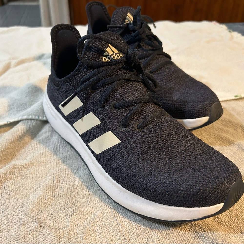 Adidas Blue Knit Sneakers with White Sole